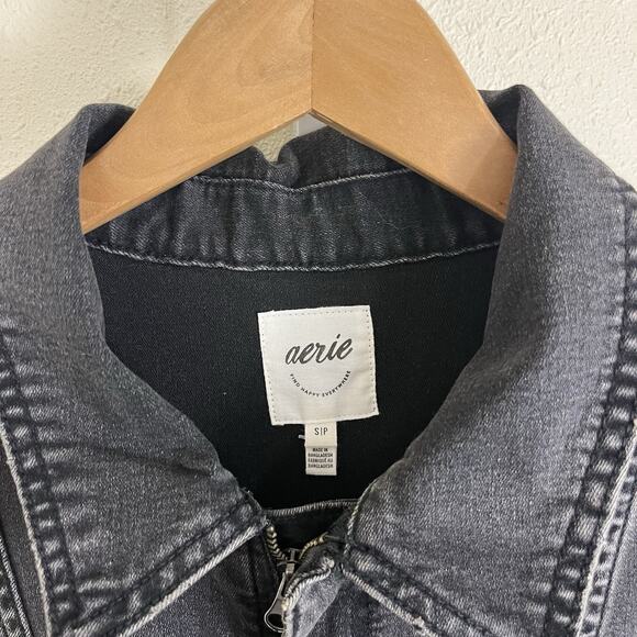 Aerie Utility Jumpsuit Womens S Small Charcoal Ash Black Zip Short Sleeve - Picture 7 of 8